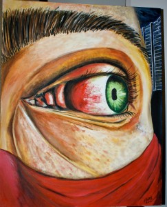 Painting of large eye.